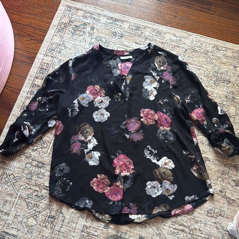 Floral Black Blouse